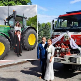 Unustage limusiinid! Originaalsed noorpaarid sõidavad pulma hoopis traktori ja tuletõrjeautoga!