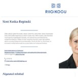 PILTUUDIS | Vaata, kuidas näeb Siret Kotka-Repinski uuenenud nimi välja riigikogu veebilehel 