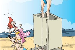 Karikatuur | Maailma pikim mees rannas